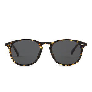 diff eyewear jaxson xl square sunglasses with a fiery tortoise acetate frame and grey polarized lenses front view