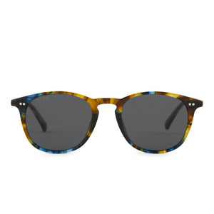 diff eyewear jaxson xl square sunglasses with a glacial tortoise acetate frame and grey polarized lenses front view