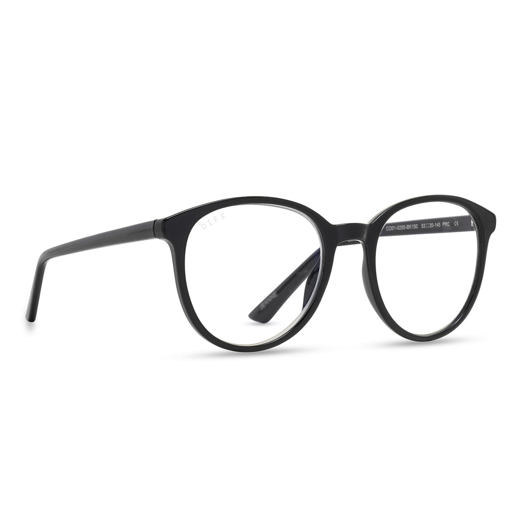Jeanne Round Glasses Black & Blue Light DIFF Eyewear