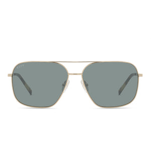 diff eyewear jonas aviator prescription sunglasses with a gold frame front view