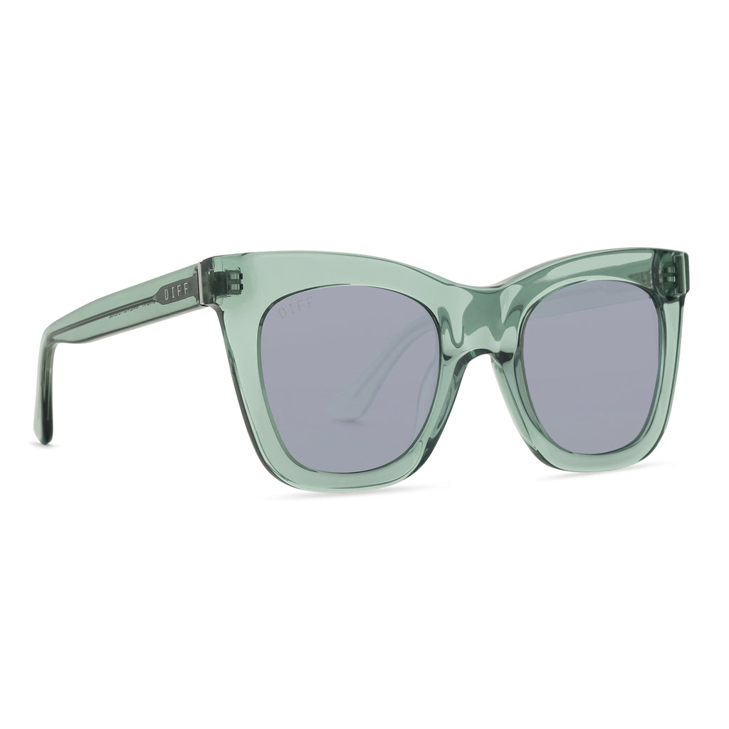 Kaia Cat Eye Sunglasses | Julep Crystal & Grey Mirror Polarized | DIFF ...