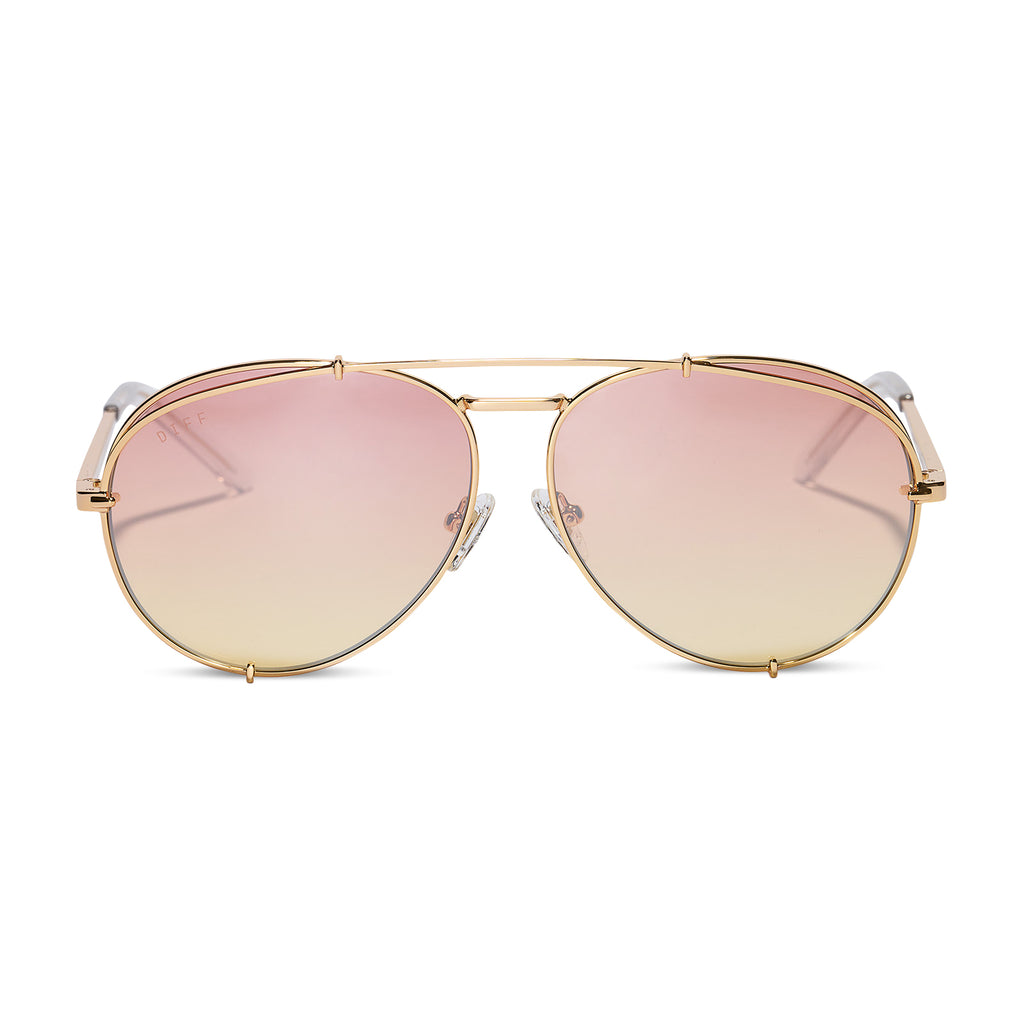 Koko Aviator Sunglasses | Gold & Sunset Gradient Flash | Diff Eyewear