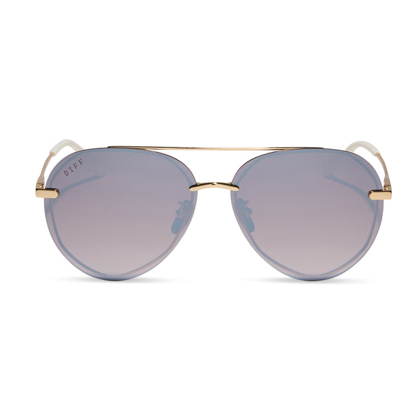 Lenox Aviator Sunglasses | Gold & Brown Gradient Mirror Polarized