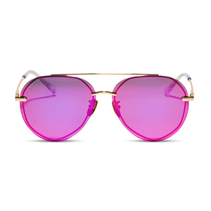 Lenox Aviator Sunglasses | Gold & Sunset Mirror | DIFF Eyewear