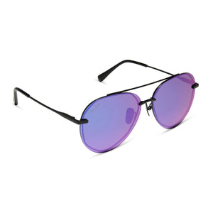 LENOX - MATTE BLACK + PURPLE MIRROR SUNGLASSES