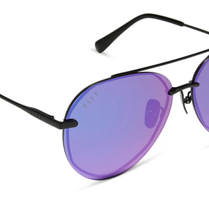 LENOX - MATTE BLACK + PURPLE MIRROR SUNGLASSES
