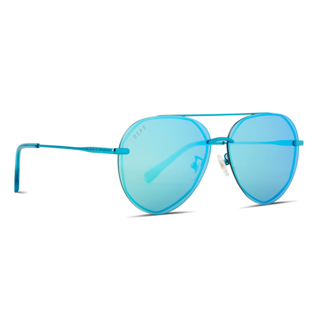 Lenox Aviator Sunglasses | Turquoise Metallic & Teal Mirror | DIFF Eyewear