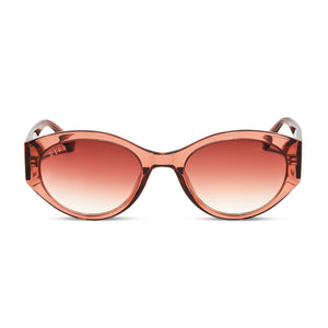 diff eyewear linnea oval sunglasses with a peach dusk acetate frame and peach dusk gradient lenses front view