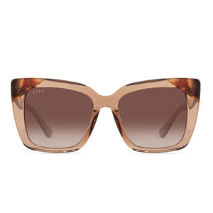 diff eyewear lizzy cat eye sunglasses with a cafe ole frame and brown gradient lenses front view