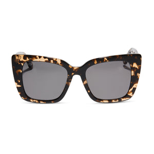 diff eyewear lizzy cat eye sunglasses with a  espresso tortoise and grey polarized lenses front view