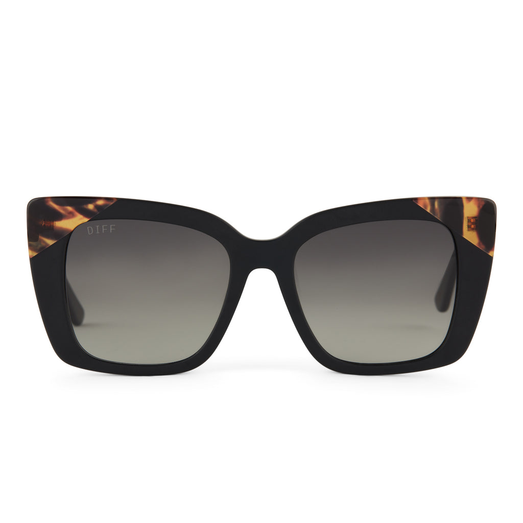 Lizzy Square Sunglasses Matte Black / Wild Tort Laminated Corner