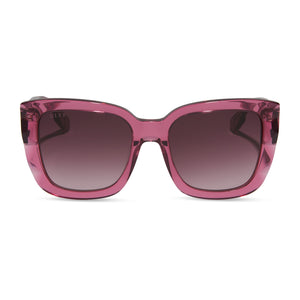diff eyewear dana square sunglasses with a macarena pink crystal frame and wine gradient lenses front view