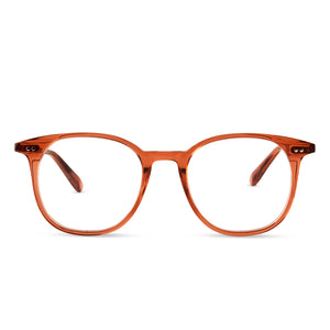diff eyewear magge square glasses with a brown sugar acetate frame and prescription lenses front view