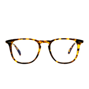 diff eyewear maxwell square glasses with a amber tortoise frame and prescription lenses front view