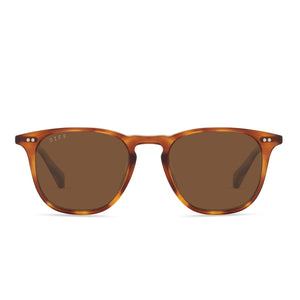 diff eyewear maxwell in andes tortoise with brown polarized lens sunglasses front view