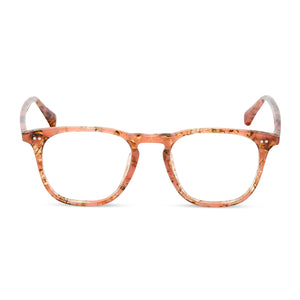 diff eyewear maxwell square glasses with a beige coral tortoise acetate frame and prescription lenses front view