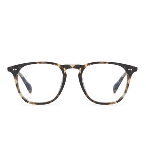 diff eyewear maxwell square glasses with a espresso tortoise acetate frame and prescription lenses front view