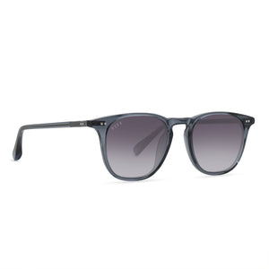 diff eyewear maxwell square sunglasses with a blue night sky frame and grey gradient polarized lens angled view