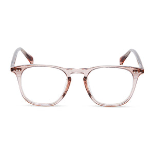 diff eyewear maxwell square glasses with a rose stone acetate frame and prescription lenses front view