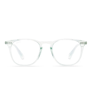 diff eyewear maxwell square glasses with soft green lagoon crystal frame and prescription lens front view