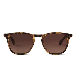 diff eyewear maxwell square sunglasses with a toasted coconut frame and brown gradient polarized lenses front view