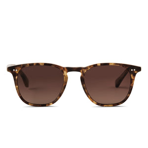 diff eyewear maxwell square sunglasses with a toasted coconut frame and brown gradient polarized lenses front view