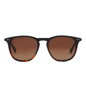 diff eyewear maxwell xl square sunglasses with a black tortoise acetate frame and brown gradient polarized lenses front view