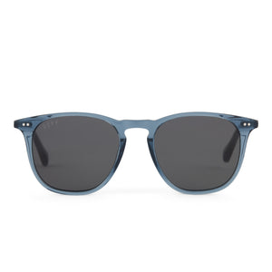 diff eyewear maxwell xl square sunglasses with a night sky blue acetate frame and grey polarized lenses front view