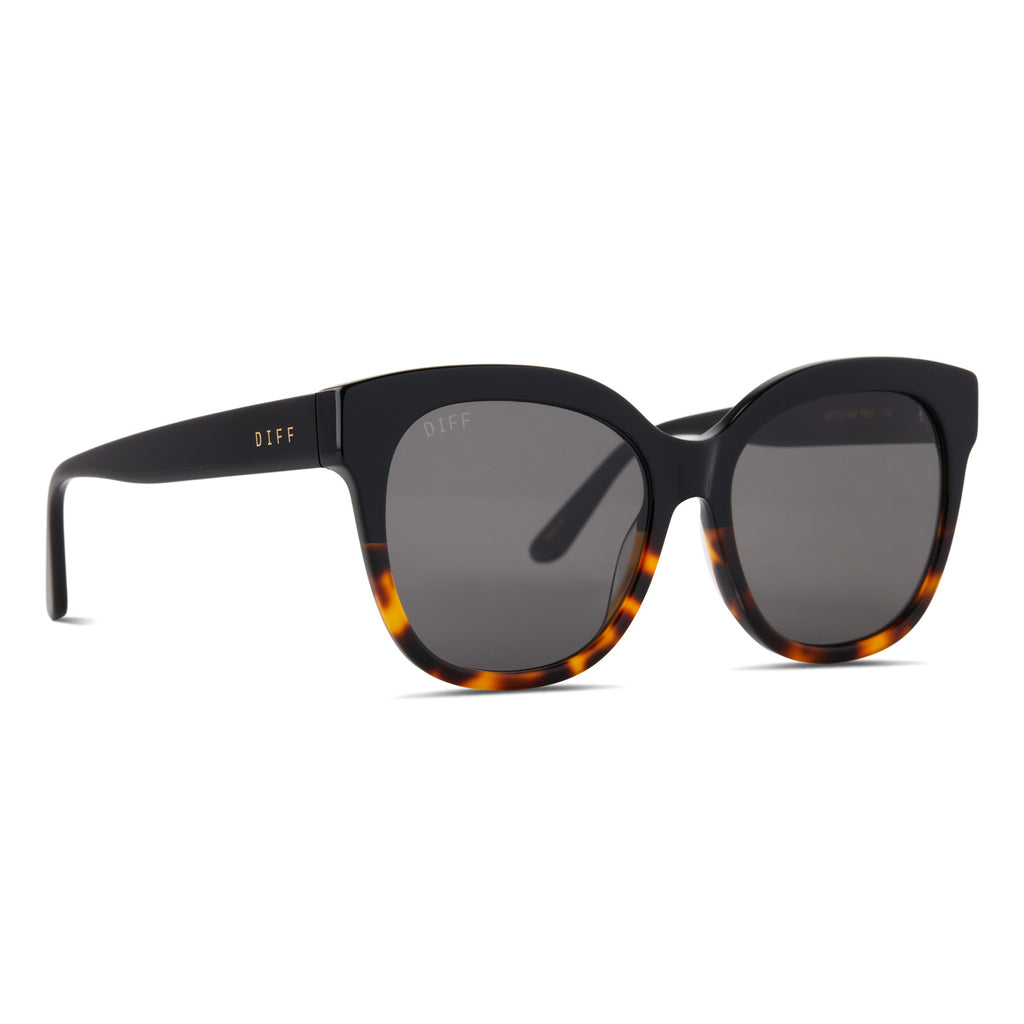 Maya Round Sunglasses | Black Tort & Grey | DIFF Eyewear