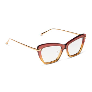 diff eyewear mila cat eye glasses with a clayton acetate frame and prescription lenses angled view