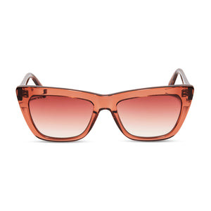 diff eyewear natasha cat eye sunglasses with a peach dusk acetate frame and peach dusk gradient lenses front view