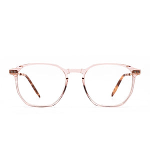 diff eyewear noel square glasses with a rose crystal acetate frame and prescription lenses front view