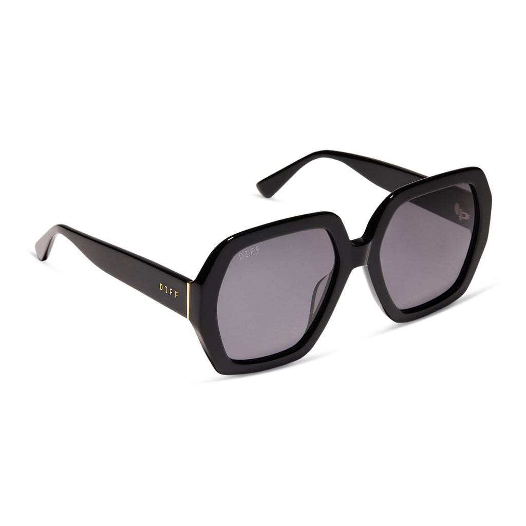 Nola Hexagon Sunglasses Black & Grey DIFF Eyewear