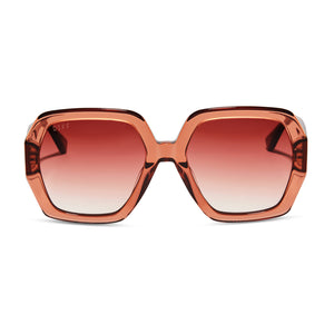 diff eyewear nola hexagonal sunglasses with a peach dusk acetate frame and dusk gradient lenses front view