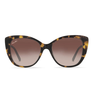 diff eyewear x patricia nash brigitte cateye sunglasses with a tortoise frame and brown gradient lenses front view