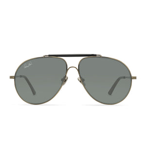 diff eyewear x patricia nash gloria aviator sunglasses with a antique gold frame and g15 lenses front view