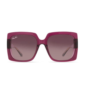 diff eyewear x patricia nash jackie square sunglasses with a wine crystal frame and wine gradient lenses front view