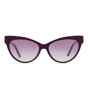 diff eyewear x patricia nash kelly cateye sunglasses with a plum crystal frame and wine gradient lenses front view