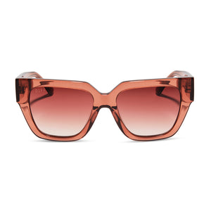 diff eyewear remi ii square sunglasses with a peach dusk acetate frame and dusk gradient lenses front view