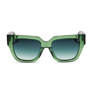 diff eyewear remi ii square sunglasses with a sage green crystal acetate frame and g15 gradient lenses front view