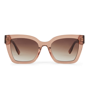 diff eyewear rhys square sunglasses with a cafe ole acetate frame and brown gradient lenses front view