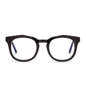 diff eyewear rowan square glasses with black frame and blue light technology lenses front view