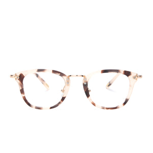 diff eyewear rue square glasses with a cream tortoise acetate frame and prescription lenses front view