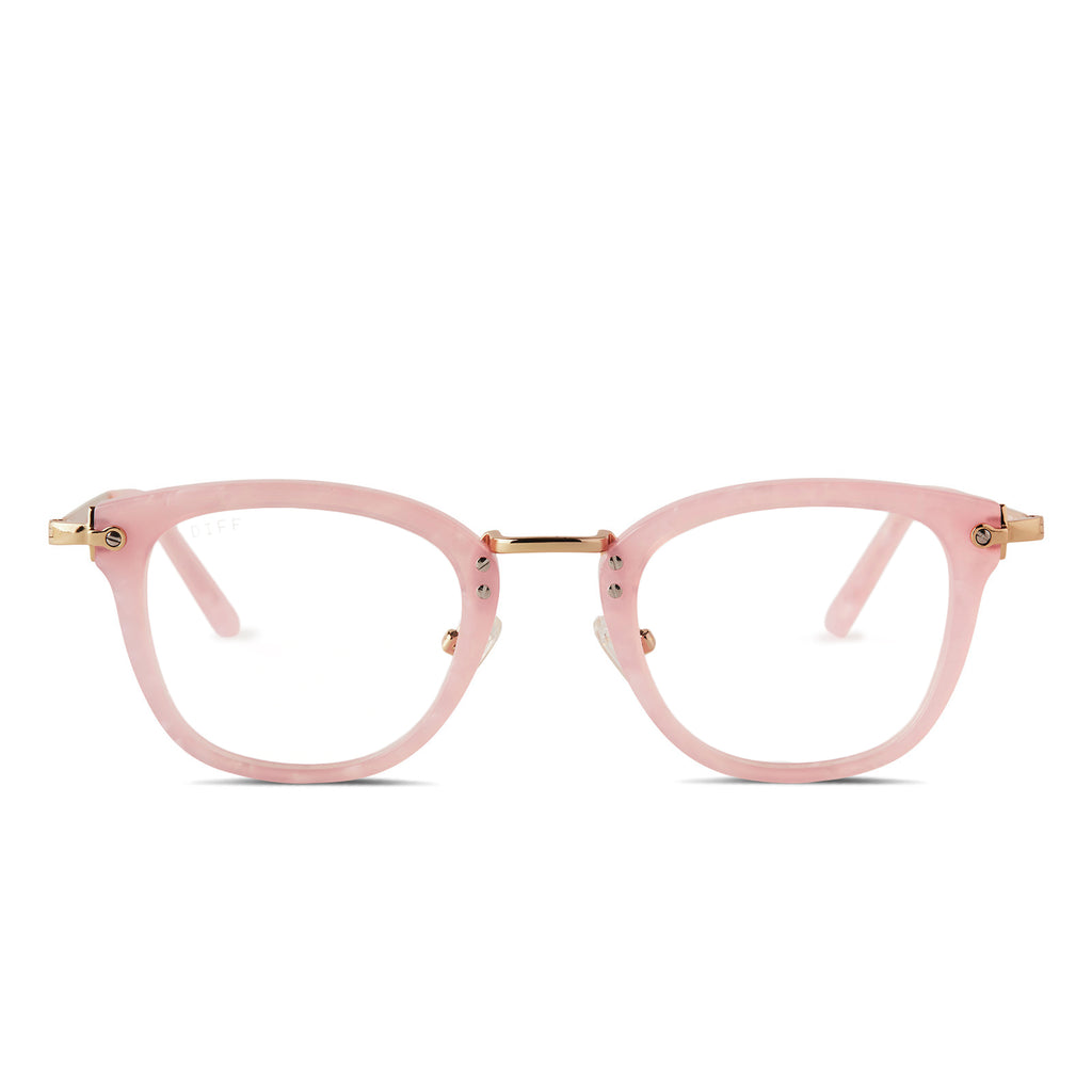 Rue Square Glasses | Geo Pink & Clear | DIFF Eyewear