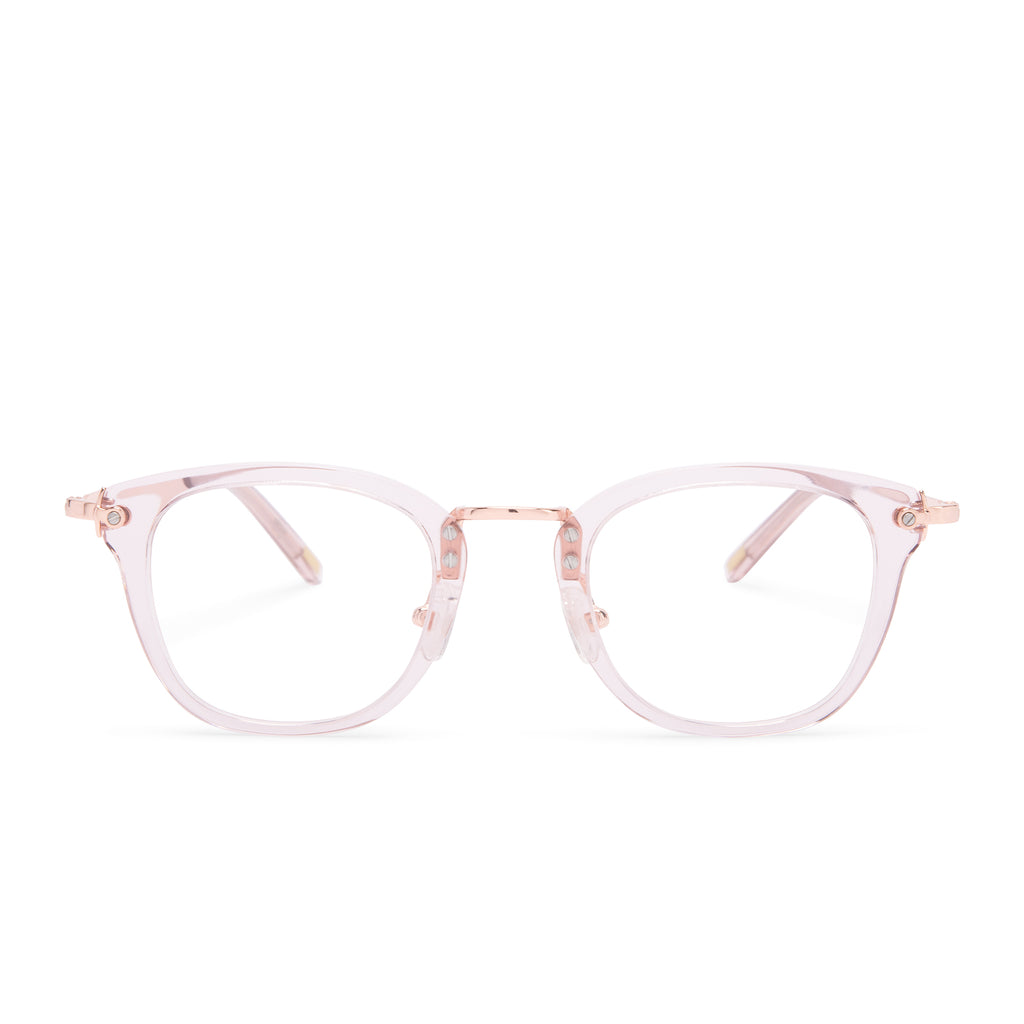 RUE - LIGHT PINK CRYSTAL + CLEAR GLASSES – DIFF Eyewear