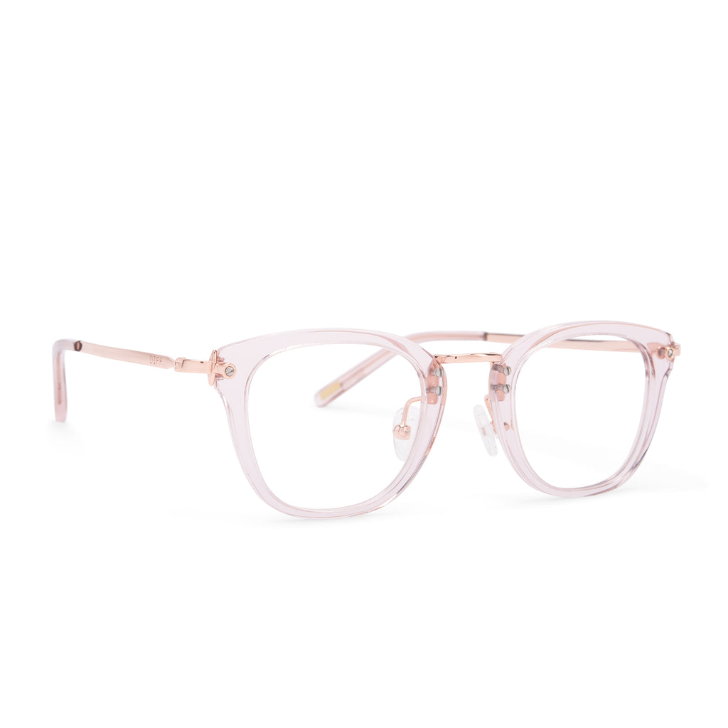 Rue Square Glasses | Light Pink Crystal | Diff Eyewear