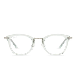 diff eyewear rue in soft lagoon crystal clear glasses front view
