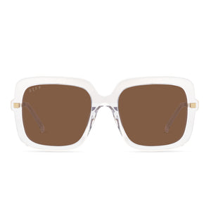diff eyewear sandra square sunglasses in a clear crystal frame and brown lens front view