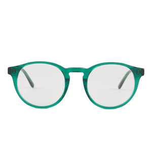 diff eyewear sawyer round glasses with a deep ivy frame and prescription lenses front view