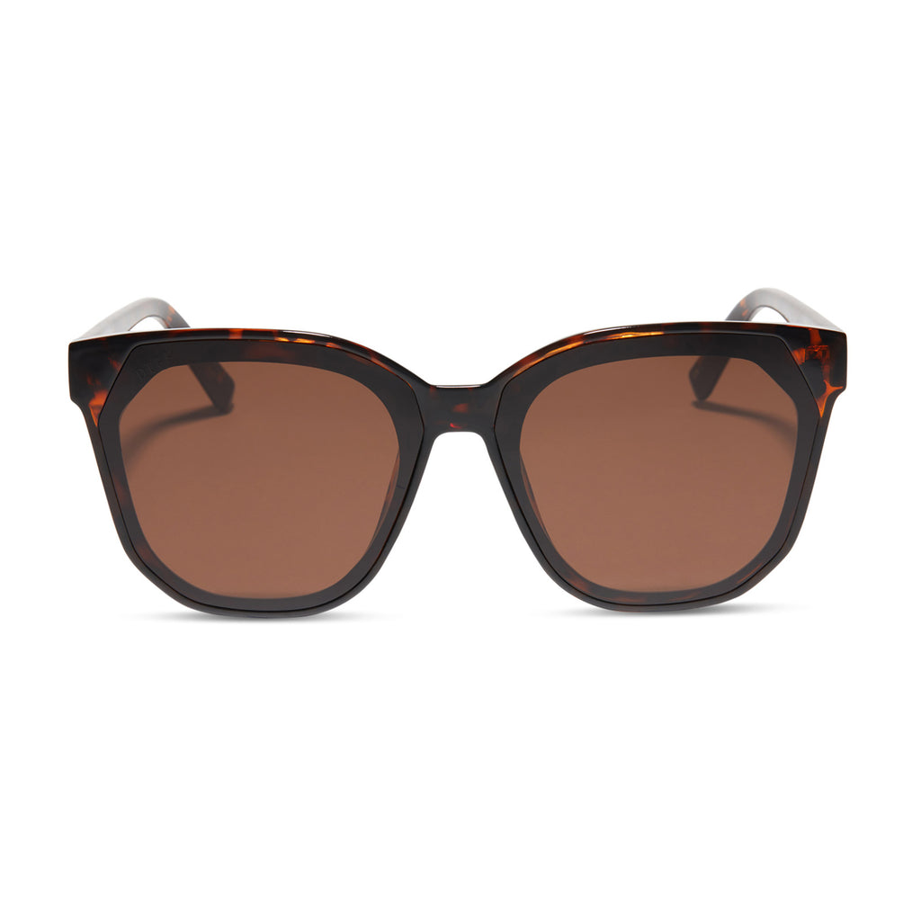 Sia Square Sunglasses Black Brown Tortoise & Solid Brown DIFF Eyewear